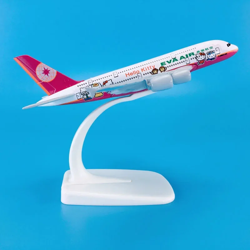 

Hot Sale Zinc Ally Material 1:500 14cm Airplane Model Aircrafts Airbus A380 EVA AIR Cartoon Plane Model