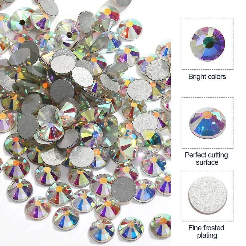 Different color Non Hotfix Rhinestones Flat back Pixie Glass Strass DIY Clothes Shoes Bags Decoration Nail Art Designs