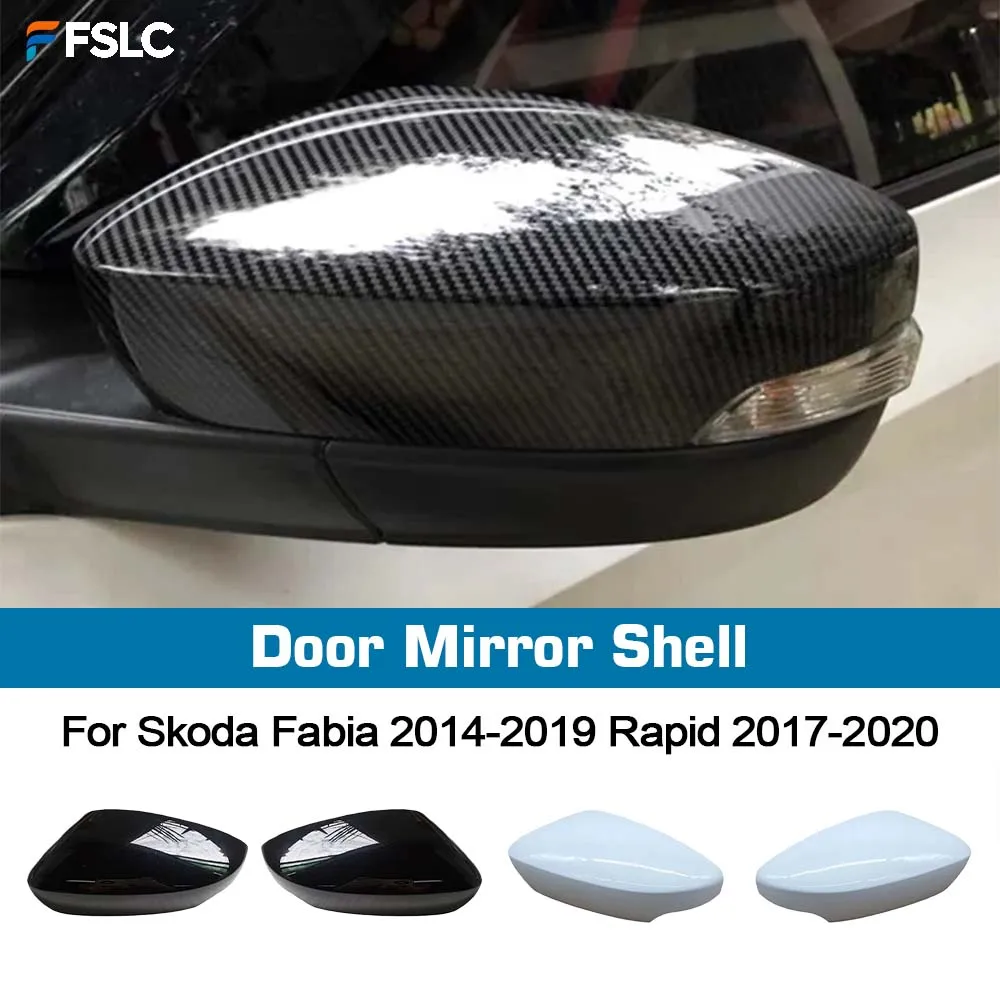 

⭐Genuine⭐ Protective Cover Door Mirror Shell For Skoda Fabia 2014-2019 Rapid 2017-2020 Carbon Fiber White Rearview Accessories