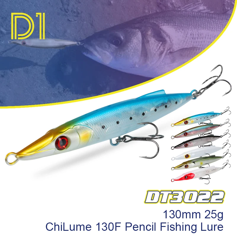 

D1 ChiLume 130F Pencil Fishing Lure 130mm 25g Floating Baits WTD Long Casting Wobbler Stickbait Fish Tackle For Bass Pike DT3022