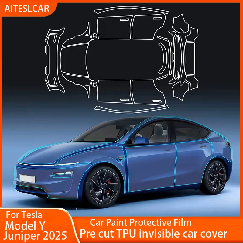 

Защитная пленка для краски для Tesla Model Y Juniper 2025 2026, самовосстанавливающийся бюстгальтер, наклейка на тело PPF, аксессуары, устойчивая к царапинам