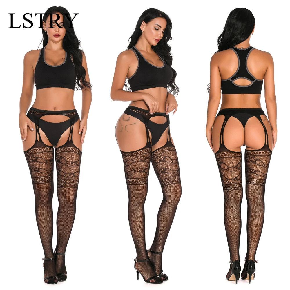 Hot Sale Fishnet Pantyhose Plus Size Thigh High Socks Erotic Stockings With Garter Belt For Women Sexy Lingerie Plus Size чулки