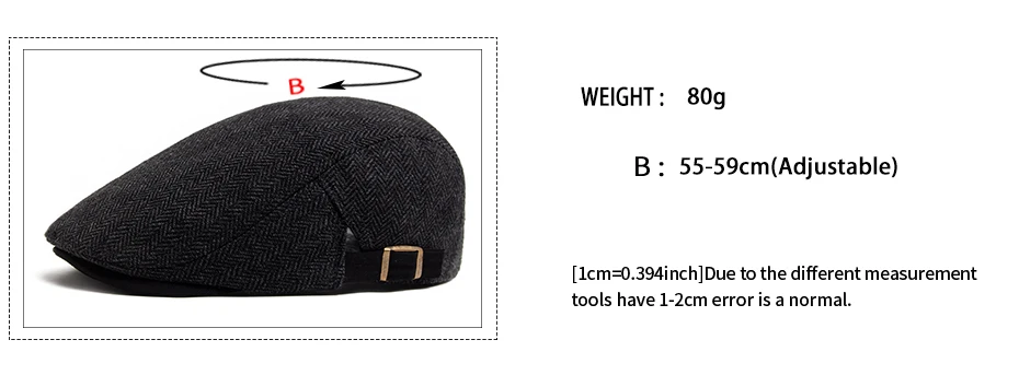 Neue Fischgräten Vintage Baskenmütze Männer Herbst Winter Casual Flache Visier Hut Berets Retro Mode Zeitungsjunge Mütze männer Einstellbar – Detail 3