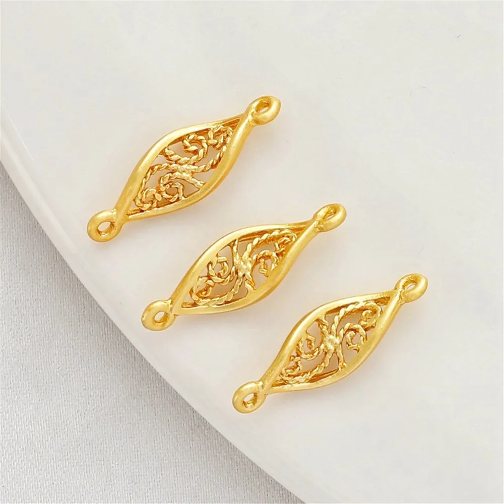 

18K Matte Gold 6 * 19mm Double Hanging Tassel Connector Flower Blade Twisted Leaf DIY Hairpin Head Jewelry Accessories