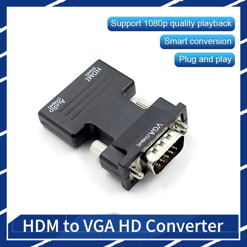 Hdmi Female To Vga Male Converter With Audio 3 5mm Suitable Projectors High Definition Computer Monitors Set Top Box Connectors