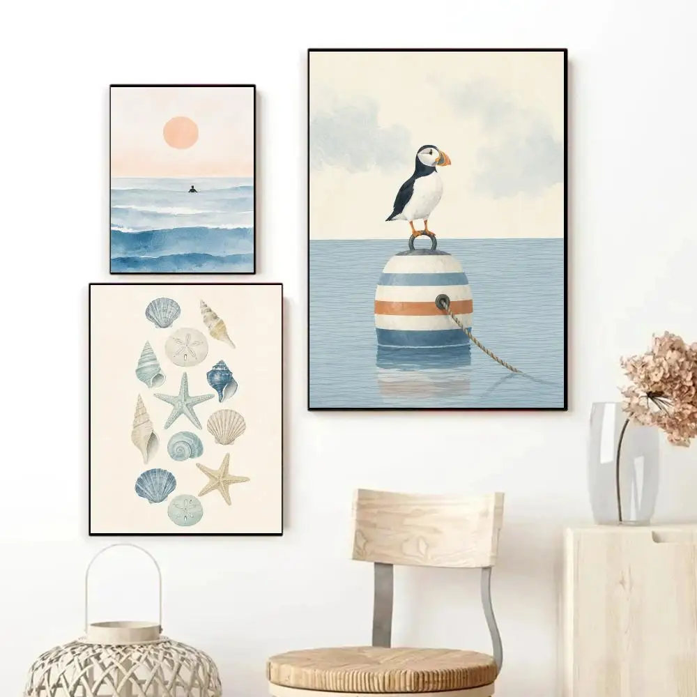 Minimalist Watercolor Ocean Animal Seascape Poster Art HD Advanced Aesthetic Printing Paper Wall Art for Living Room Home Decor