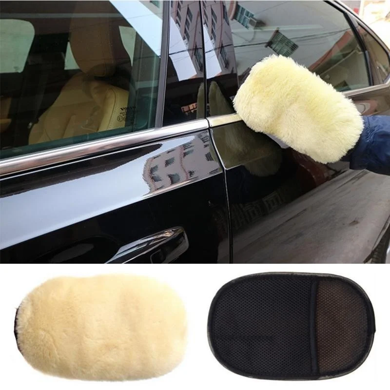 Car Wool Fleece Gloves Body Cleaning Soft Washing Gloves Paint Polishing Brush Microfiber Sponge Auto Motorcycle Care Tools