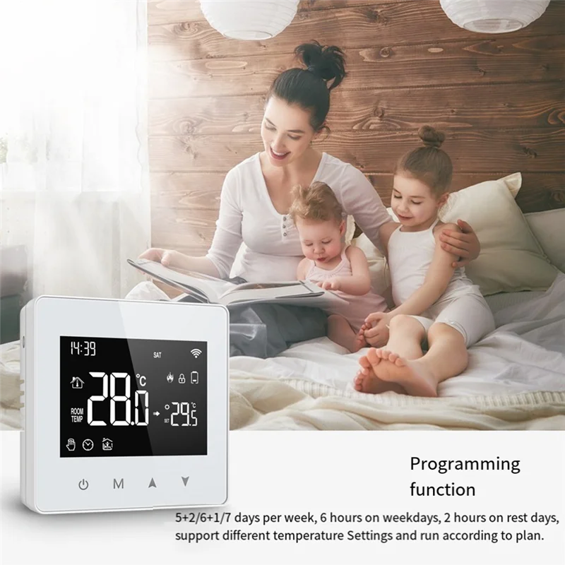 B68A Tuya Zigbee Thermostat Smart Home Battery Powered Temperature Controller For Gas Boiler Works With Voice Assistant, Durable