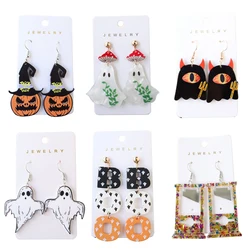 2024 Cute Cartoon Mushroom Ghost Halloween Earrings For Women Hallowmas One Eyed Evil BOO Guillotine Skull Acrylic Drop Earring