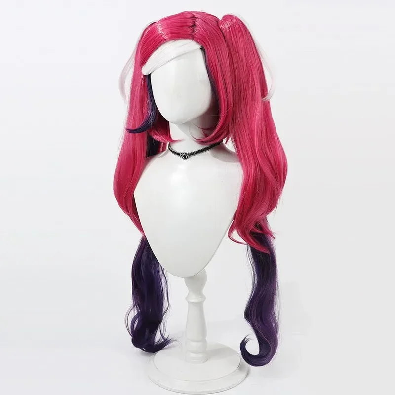 Anime Hazbin Velvette Cosplay Wig Adult Women Double Ponytail Heat Resistant Synthetic Color Hair Halloween Props Accessories