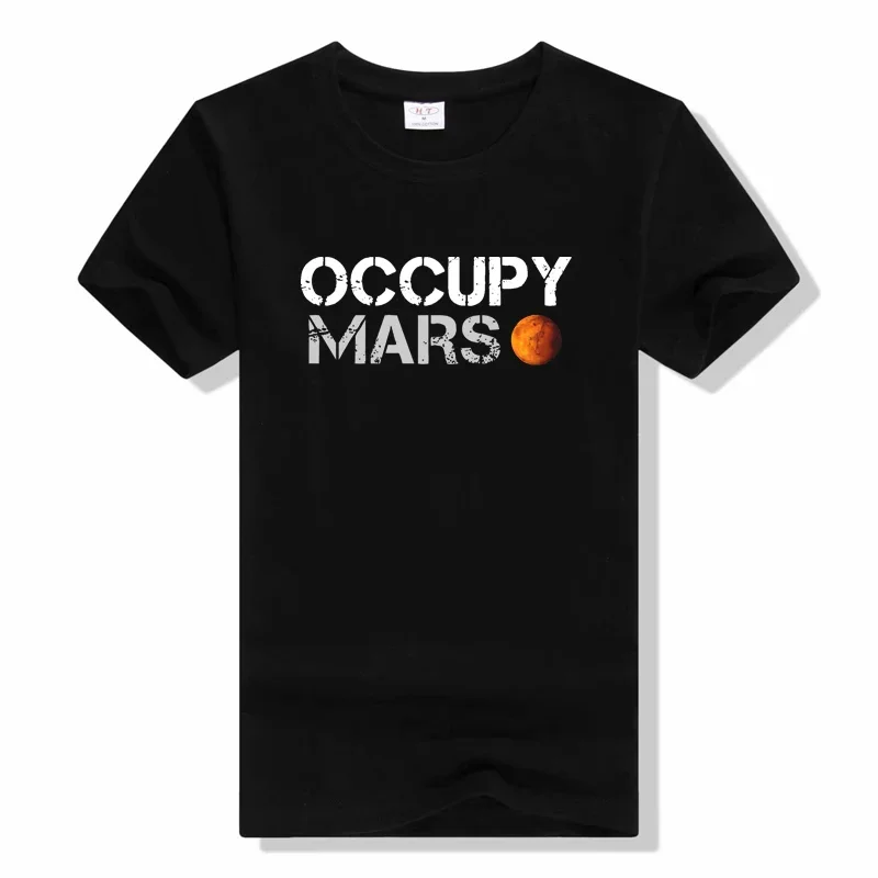 

Space Explorers Occupy Mars T shirt fashion Graphic Men Summer Short Sleeve Cotton Harajuku T Shirt Loose fitting letter tees