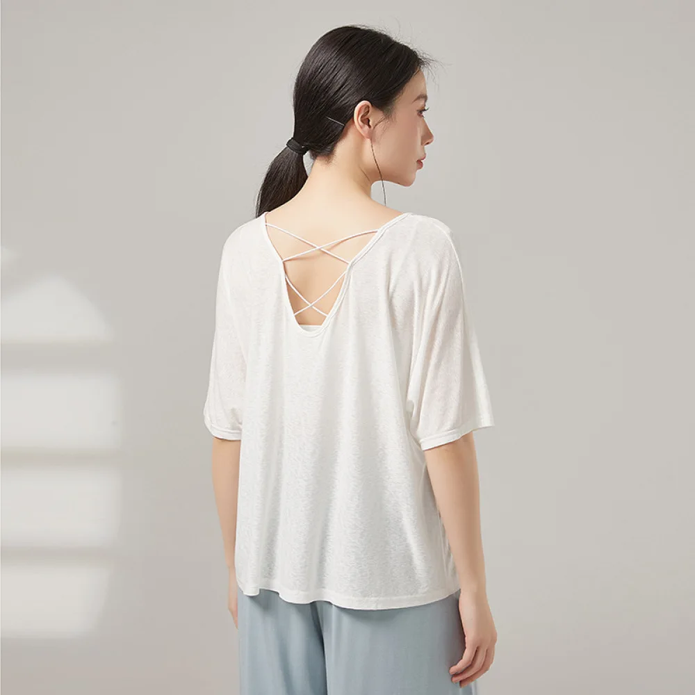 Women Hollow Out Back Dance Shirt Loose Fit Long Sleeve Tee Modern Jazz Dance Performance Outfit Comfort Active Wear