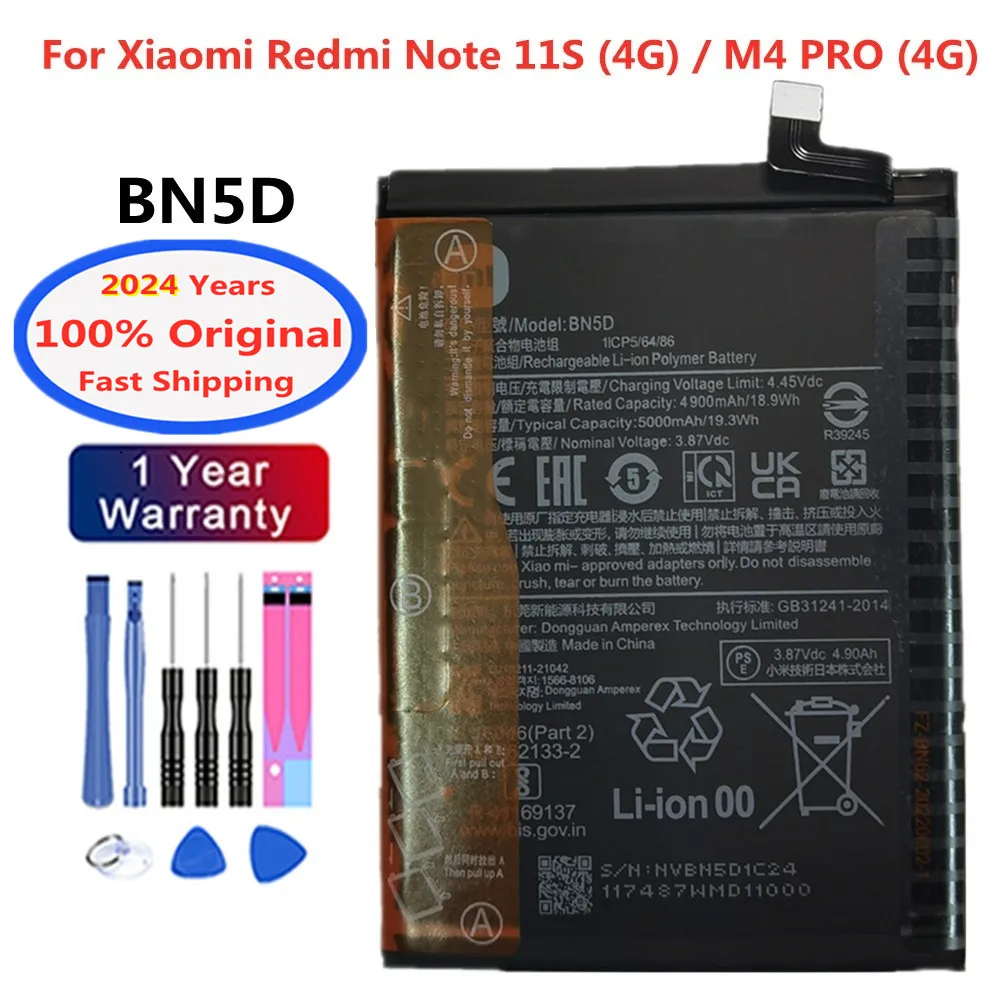 2024 Years BN5D Original Battery For Xiaomi Redmi Note 11S 11 S Note11S 4G M4 Pro M4Pro 4G Mobile Phone Battery Bateria 5000mAh