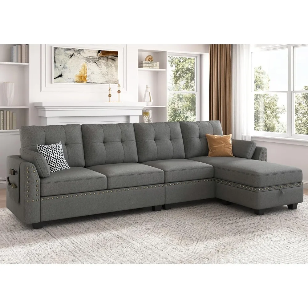 

Reversible Sectional Sofa L-Shape Sofa Convertible Couch 4-Seater Sofas Sectional for Apartment