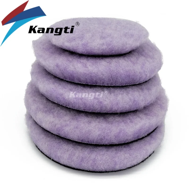

Kangti 3"/5"/6" Purple Wool Pad T120 Heavy Cut Wool Pad High Density Lambs Woolen Polish Buffing Pad For Car Polishing