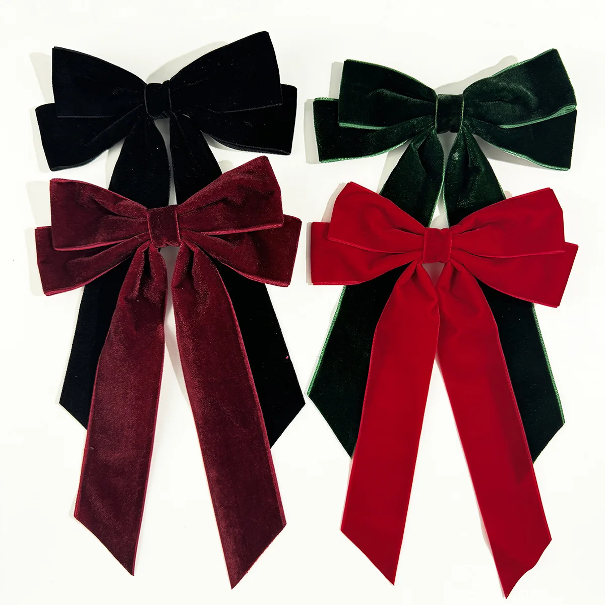 خمر المخملية القوس دبابيس الشعر المشابك للفتيات الزفاف الشريط الطويل الكورية مشبك شعر Hairgrip اكسسوارات عيد الميلاد حزب الشعر #1