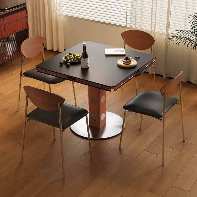 Solid wood folding dining table variable 2025 new square retractable round