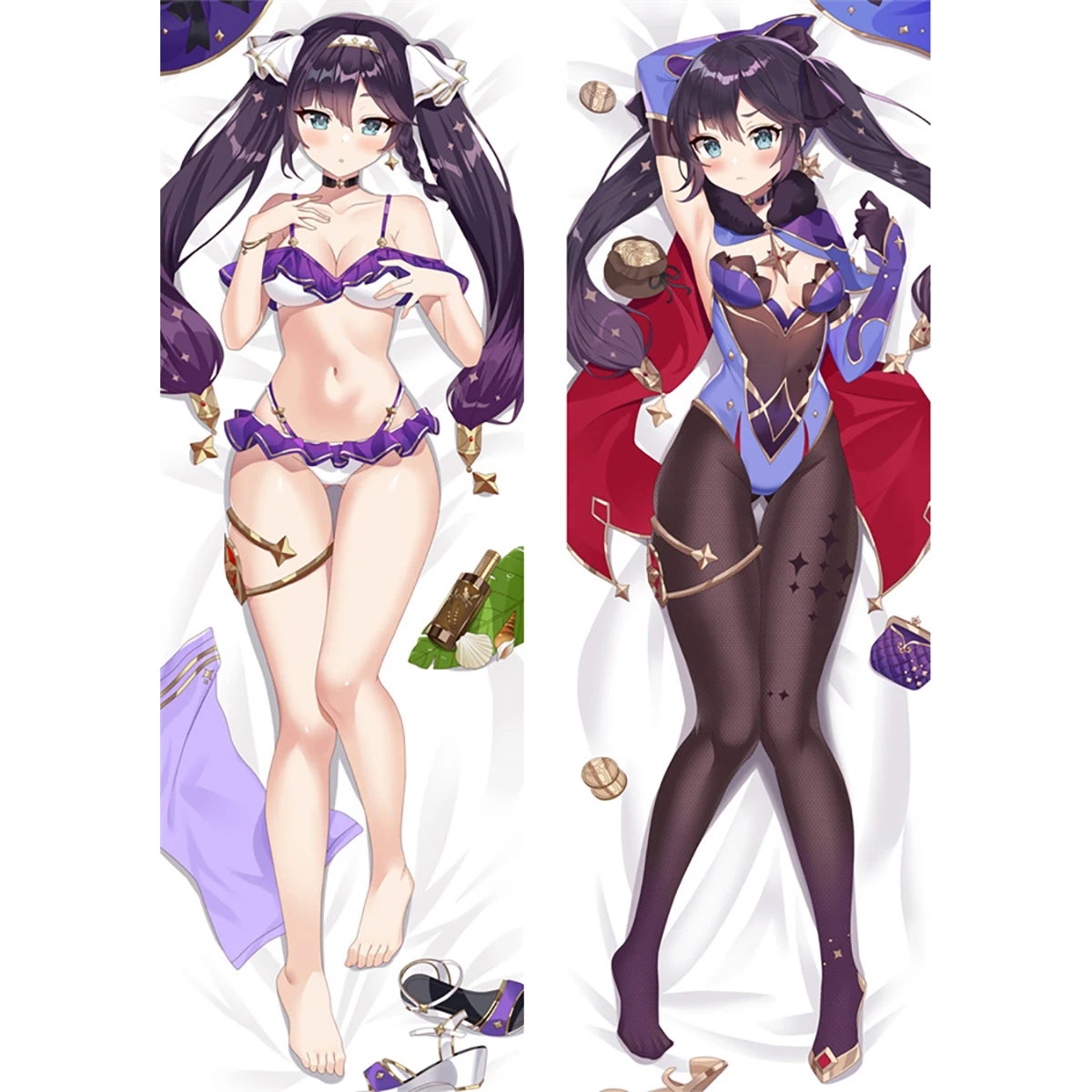 

50x180cm Game Anime Genshin Impact Mona Cosplay Dakimakura PillowCase Hugging Body Prop Pillow Cover