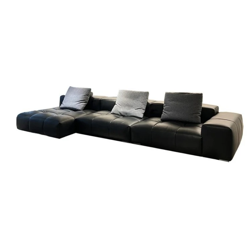

Pixel sofa living room Italian minimalist module straight row tofu block leather sofa