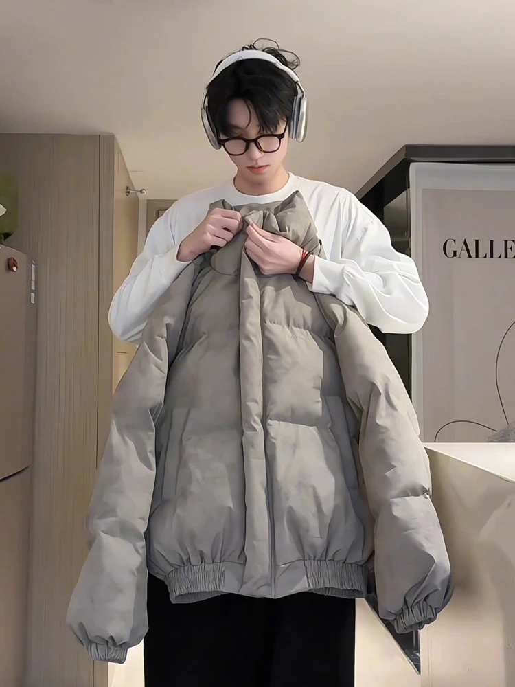 American Dyed Thiened ort Cotton Jaet Heren Winter Faionable Bread Sle Stand Kraag Ritssluiting Kleur Poly...