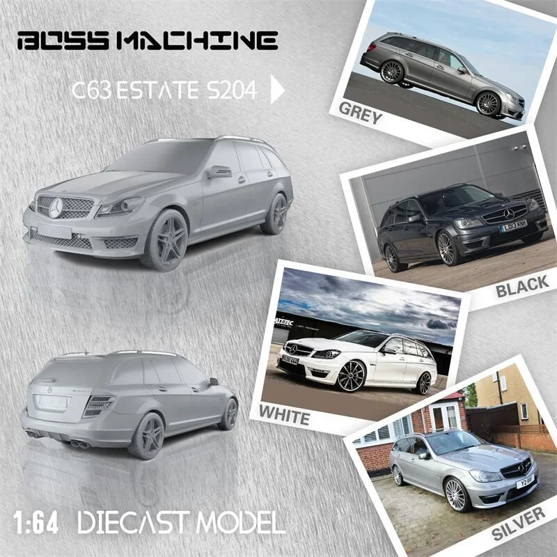 (الطلب المسبق) Boss Machine BM 1:64 C63 Estate S204 Wagon Limited999 Diecast Model Car