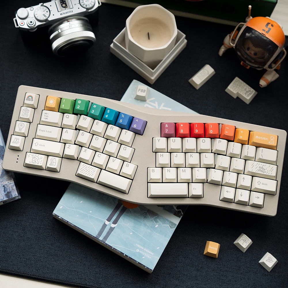 Original fbb arco-íris após a chuva keycap pbt sublimação de tinta térmica teclado mecânico personalizado bonito ascrapbook chave boné