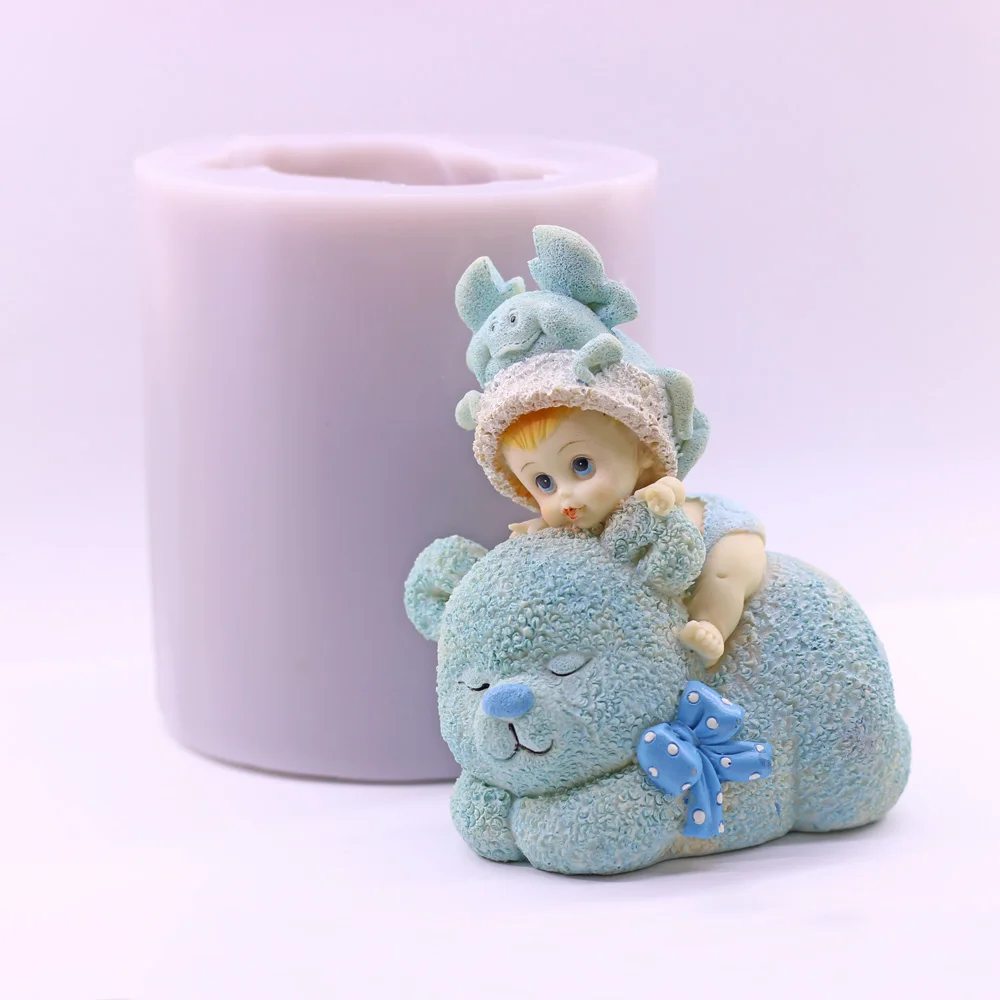 

Child Bear Silicone Candle Mold Chocolate Cake Decor Party Birthday Resin Gypsum Crafts Home Ornament Mould DIY ﻿