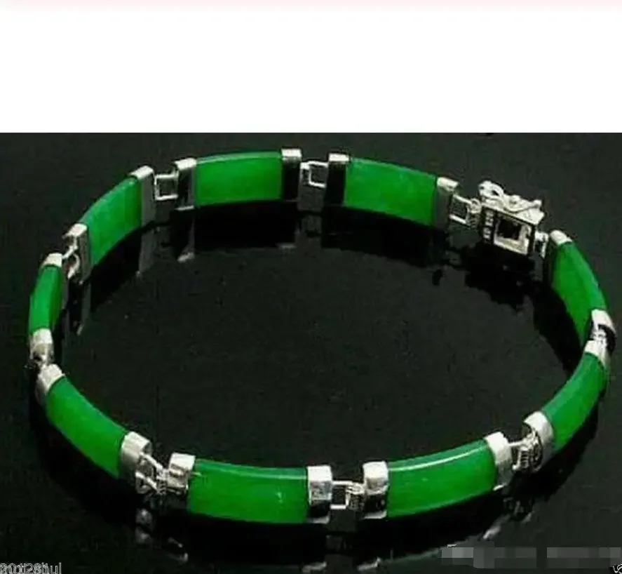 

new of Peking, China Selling Jadeite bracelet Pretty Natural Green new Silver Fortune Lucky Link Bracelet jade