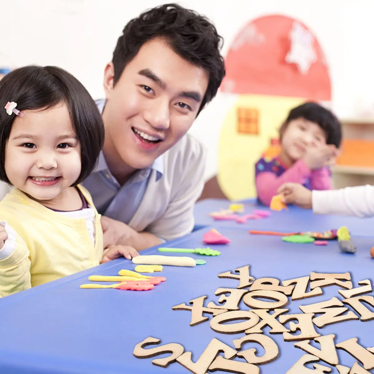 

100 PCS The Sign Child Scrapbook Cardboard Wooden Letters for Crafts Discs with Holes