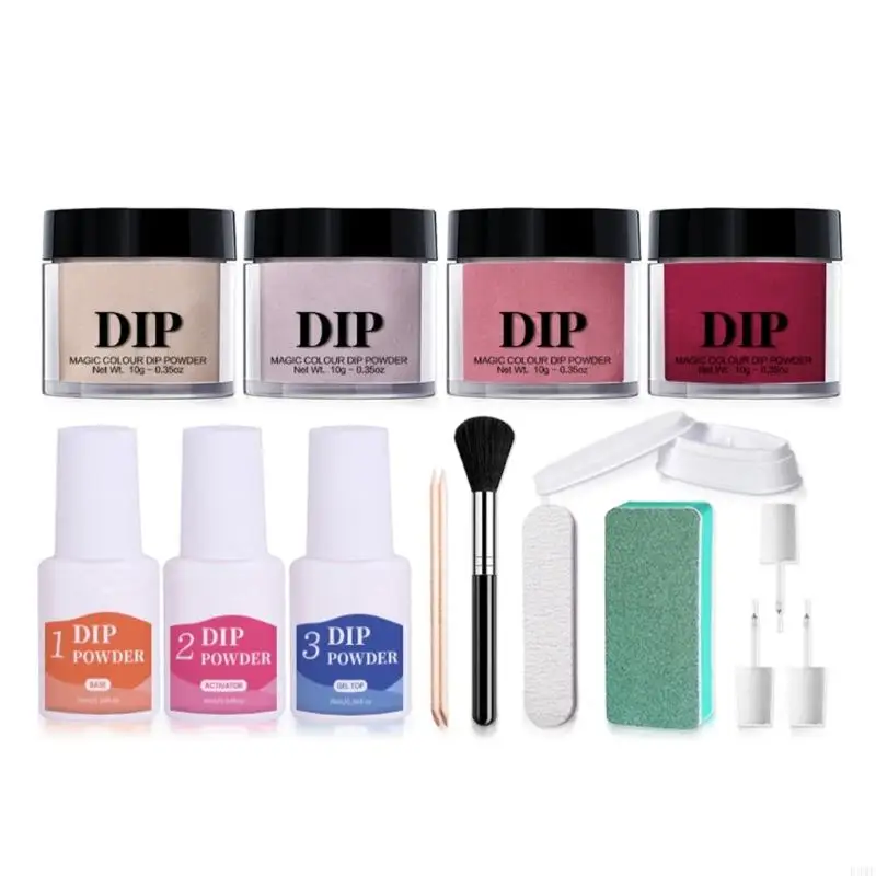 R3MF ไม่มีกลิ่น Liquid Art Dipping Powder ชุด SmudgeProof เสร็จสิ้น 12 สีตัวเลือกแบบพกพาชุดสำหรับ Home เล็บ