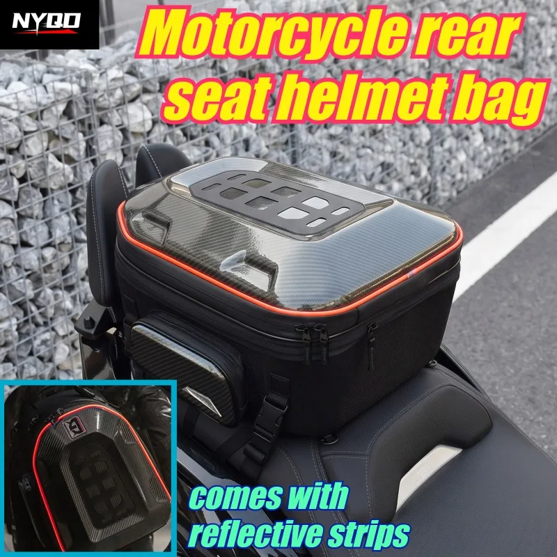 Multi Functional Motorcycle Hard Shell Helmet Backpack Pocket with Built-in LED Lights Large Capacity Durable Helmet Storage