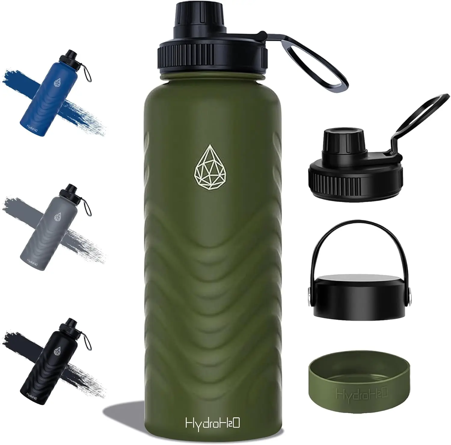 

24oz Stainless Steel Insulated Water Bottle, 48H Ice Cold & 24H Hot, Leak-Proof Wide Mouth, BPA-Free, Green