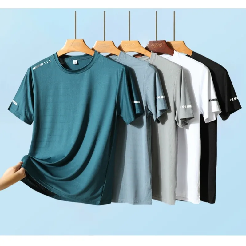 Sommermode-Trend: Eisseide Schweißabsorbierendes Schnelltrocknendes T-Shirt für Outdoor-Skateboarding und Sport, Komfortables Kurzarm-T-Shirt