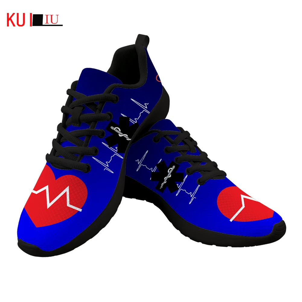 KUILIU Men Casual Shoes Fashion Paramedical EMT Brand Design Black Flats Sneakers Male Medical Heart Beat Spring/Autumn Footwear