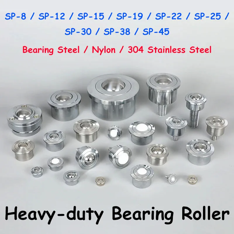 1-10pcs SP-8/12/15/19/22/25/30/38/45 Heavy-duty Universal Roller Wheel Ball Eye Wheel Bearing Transfer Caster Round Eye Wheel