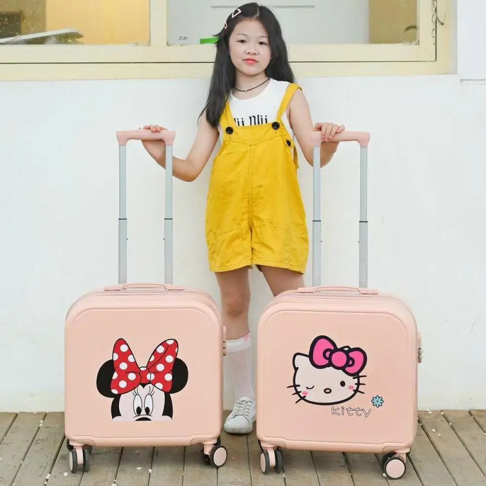 Sanrioed Hello Kitty Cinnamoroll Cartoon 20 Inches Trolley Case Anime Suitcase Mute Universal Wheel Cute Student Travel Boarding