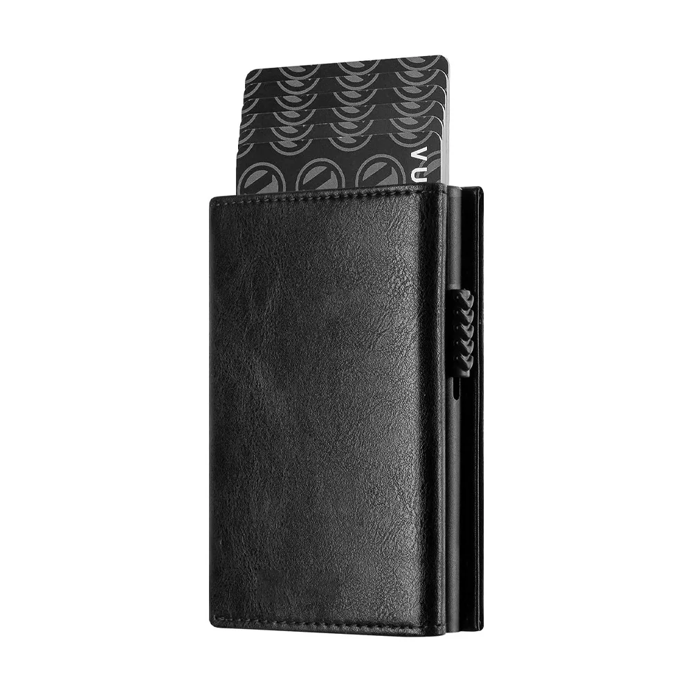 Leather RFID Blocking Aluminum Money Card Holder Wallet - Secure Storage for Your Cards