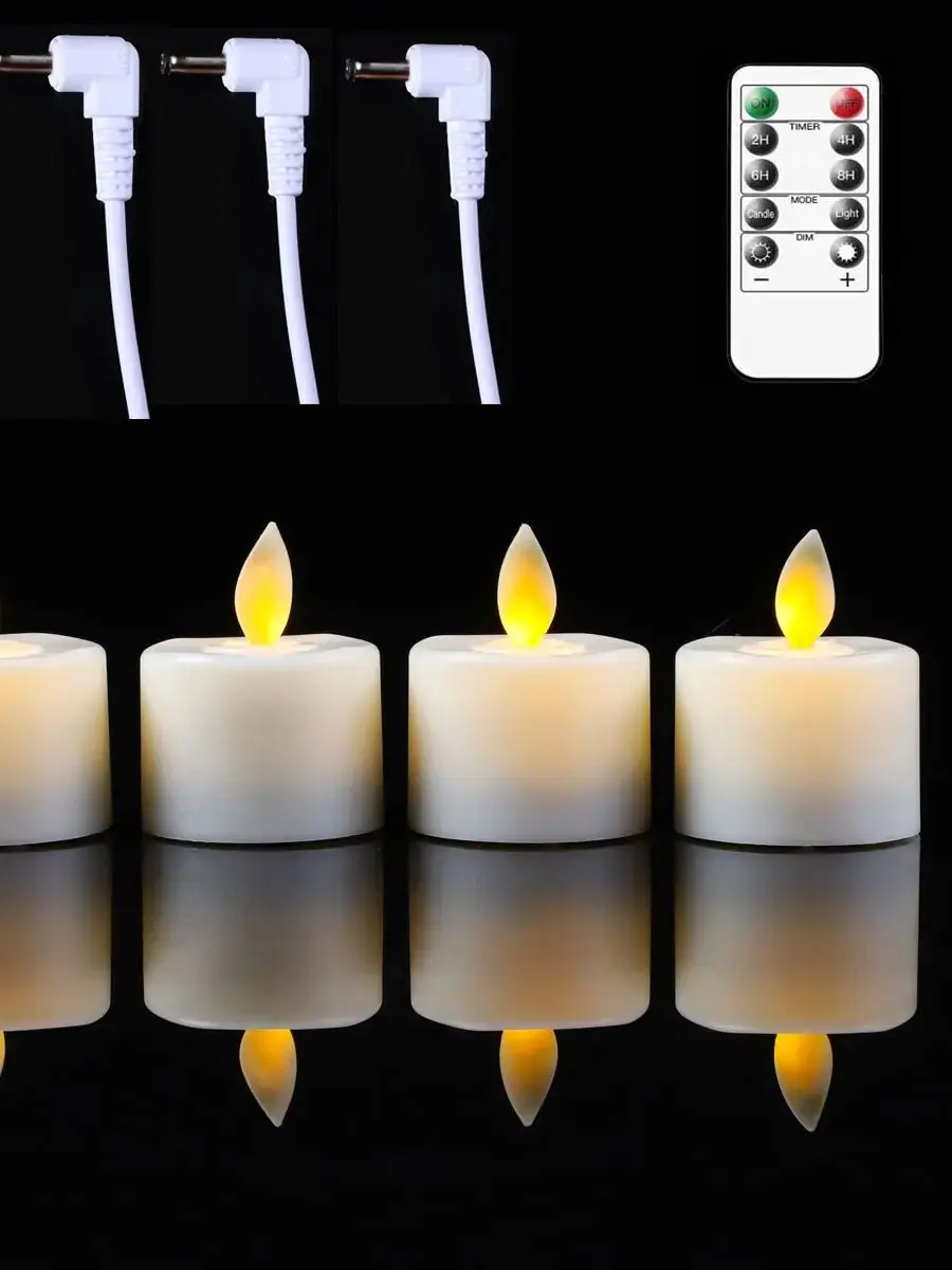 1/2/3/4 stuks oplaadbare bewegende lont theelichtjes met afstandsbediening, dansende vlam decoratieve kaarsen met timer - afbeelding 2