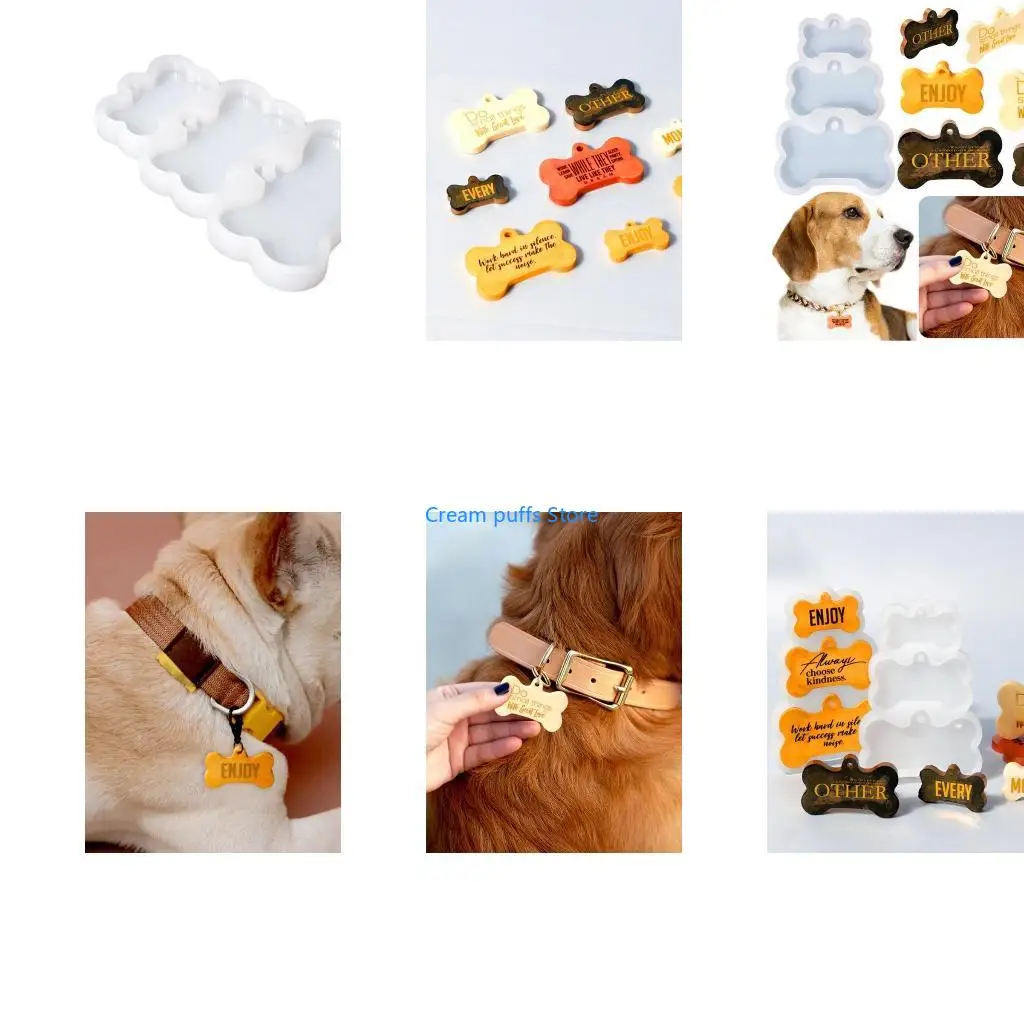 50LE Diy Pet Dog 3-link Bone Label Glues Mold Silicone Epoxy Resin Ornament Mold DIY Keychain Pendant Jewelry for Gift Craft