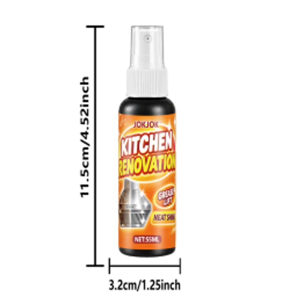 55ML Powerful Kitchen Grease Cleaner Spray Industrial Grade Oil Stain Remover,Fast Formula for Range Hood,Stove,Oven,Countertop