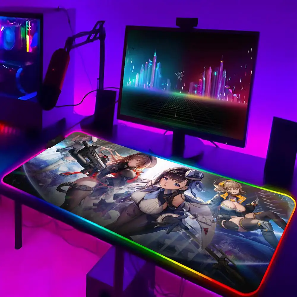 Goddess Of Victory NIKKE Mouse Pad Gaming Rgb Mousepad Backlit Keyboard Gamer Girl Xxl Laptop Mat Table music Pads Deskpad