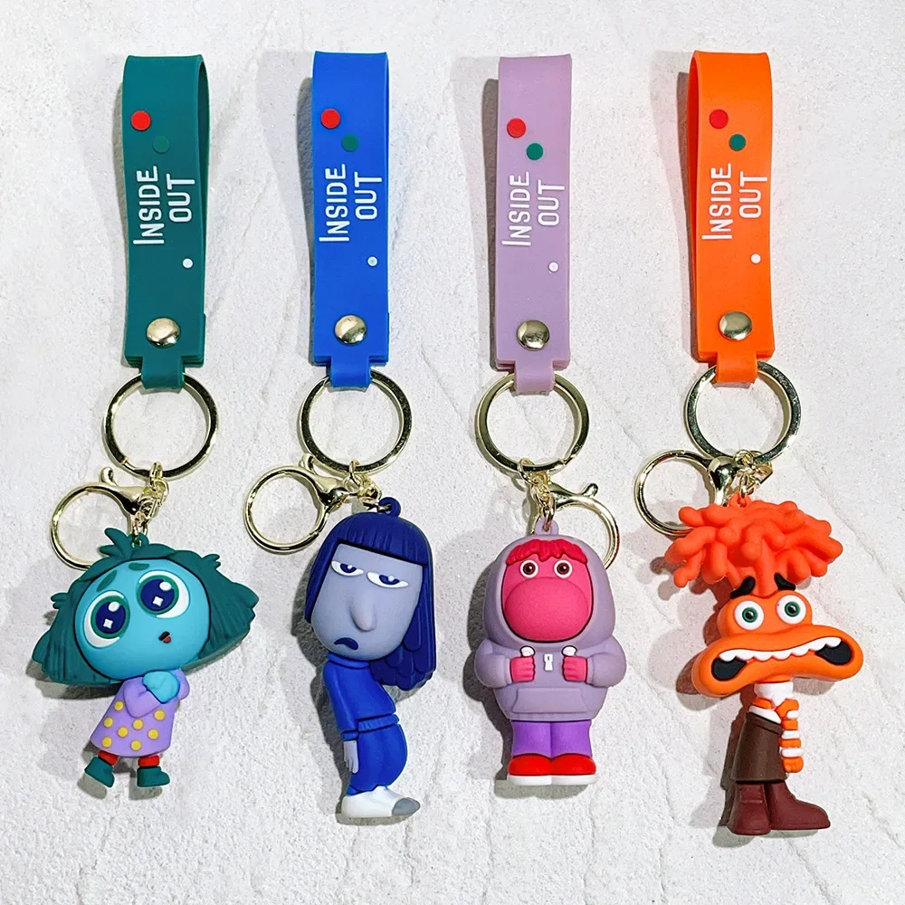 Disney Cartoon Inside Out 2 Keychain Cute Pendant Soft Glue Dolls Accessories Anxiet Envy Embarrassment Character Key Rings Gift