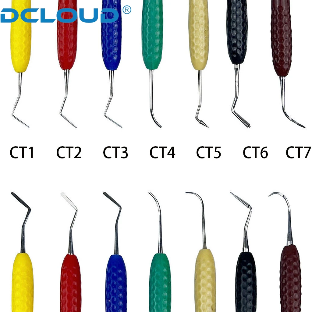 7PCS/Set Dental Aesthetic Restoration Kit Composite Resin Filler CT1-CT7 Resin Filling Spatula Titanium Plated Head Non-Stick