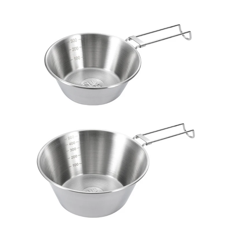 Y1UB Outdoor 304Stainless Steel Folding Bowl Picnics Bowl Rice Bowl for Barbecue