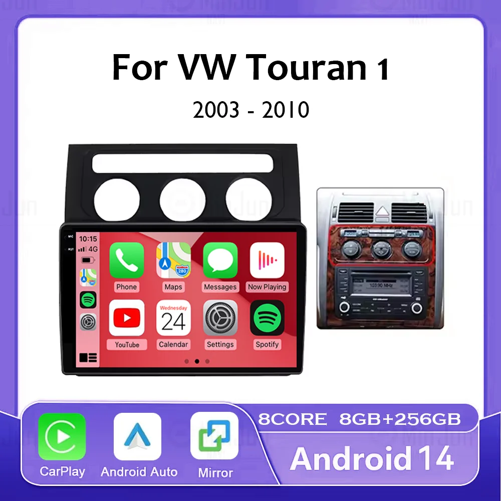 

Android 14 Car Radio Multimedia for Volkswagen Touran 1 2003 - 2010 Wireless Carplay Auto GPS Navigation Autoradio QLED Screen