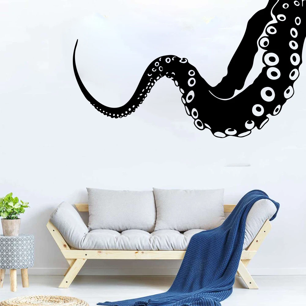 Large  Octopus Sprut Poulpe Delfish Tentacles Corne Wall Sticker Living Room Bedroom Sea Ocean Animal Wall Decal Vinyl Decor