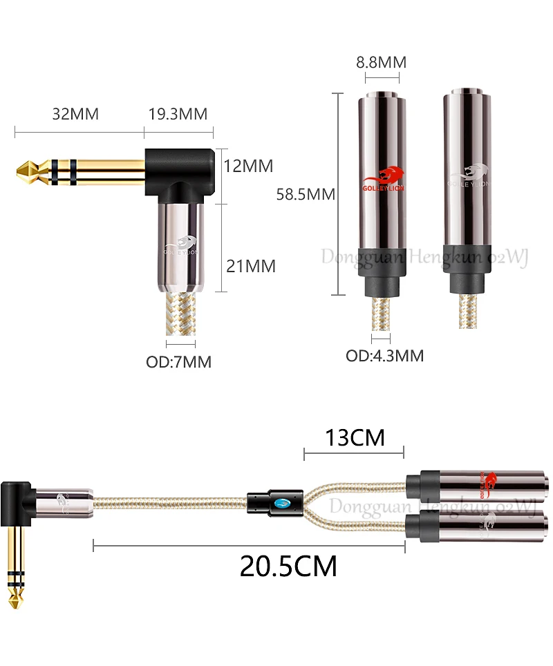 25cm Hi-fi 변환 케이블 스테레오 6.35mm 남성-듀얼 스테레오 6.35mm 여성 1/4 인치 TRS 잭 분배기 믹서 콘솔 앰프