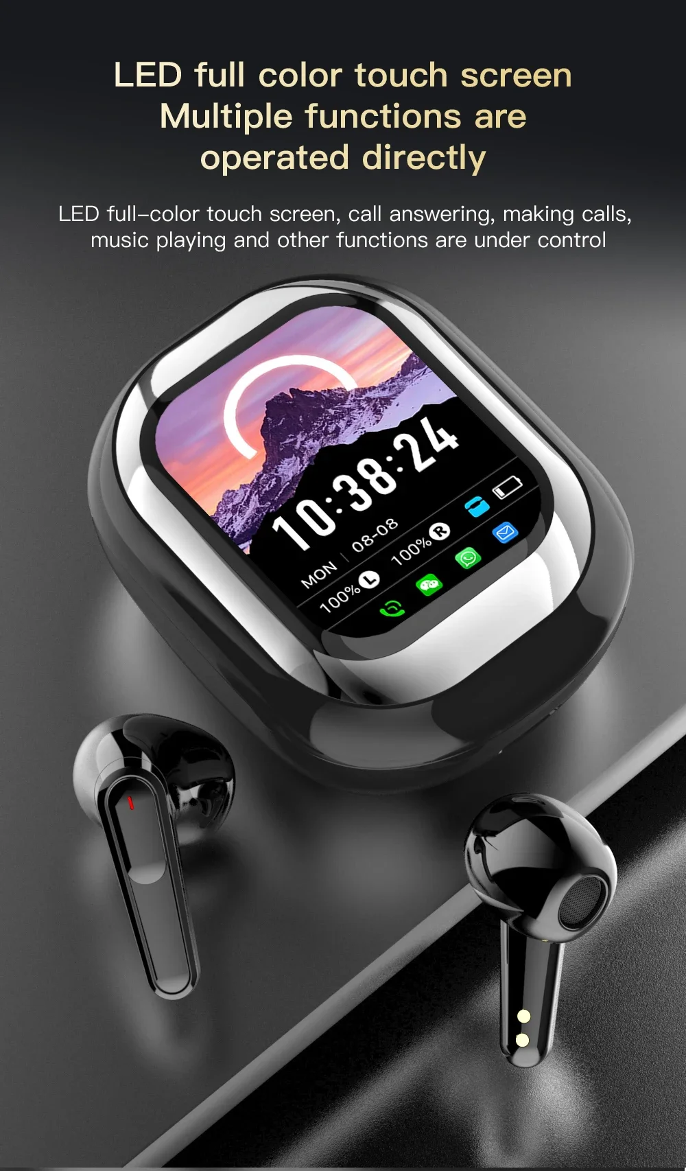 لهاتف Galaxy S25 Ultra S25 Plus S24 S23 tws سماعات ذكية كاملة الألوان تعمل باللمس بتصميم منزلق سماعات أذن لاسلكية تعمل بالبلوتوث سماعات أذن للضوضاء #6