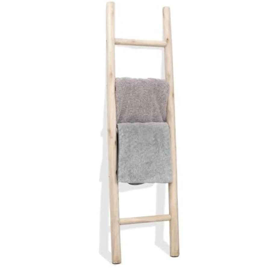 

57in Wood Blanket Ladder Living Room Decorative Wall Leaning Farmhouse Quilt Display Holder Rustic Wooden Towel Rack for Bathro