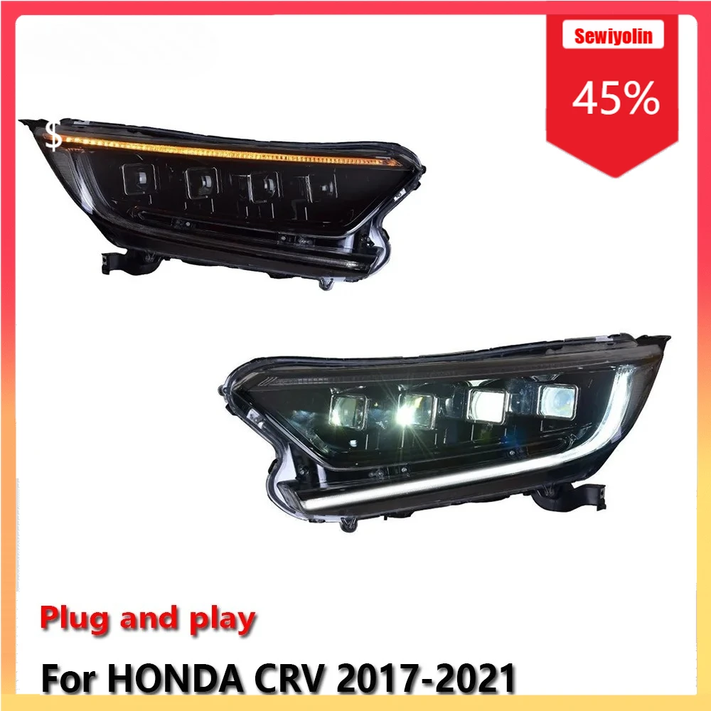 

Автомобильные светодиодные фары, автомобильные детали для HONDA CRV 2017-2021, противотуманные фары DRL, стоп-сигнал поворота, лампа Plug and Play